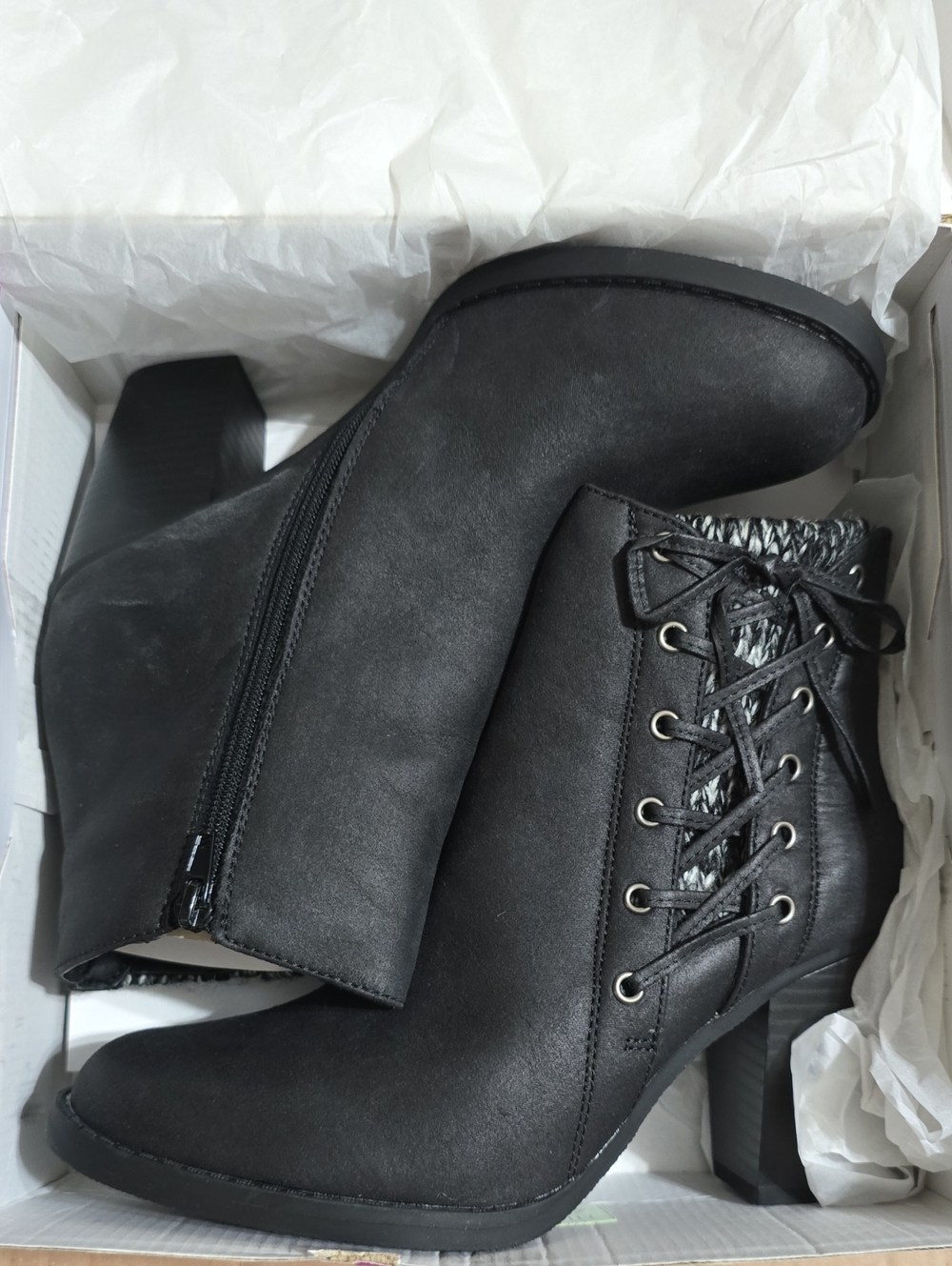 NWT Womens Rampage Black Heeled Boots With Zipper Size 11